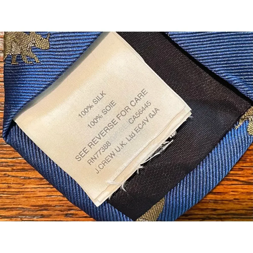 J.Crew Crewcuts Boys Silk Tie, Blue with Dinosaur Print, Size 8-16 Years